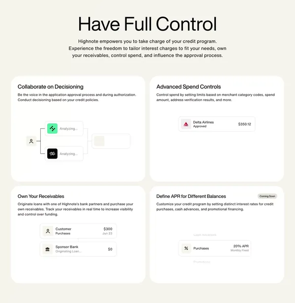 Highnote – Credit - Landing design inspiration
