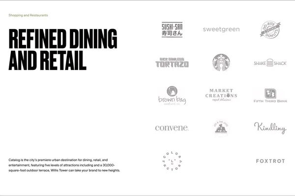 Catalog Dining and Shopping - Willis Tower - Landing design inspiration
