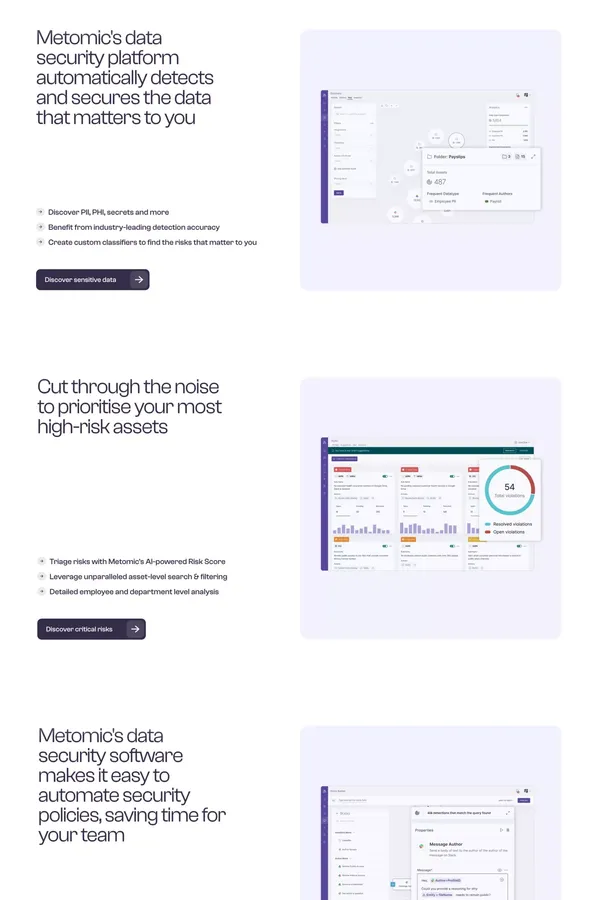 Metomic | Data Security Software for SaaS, GenAI and Cloud - Landing design inspiration