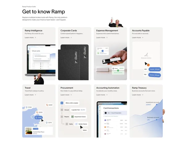 Spend Management, Corporate Cards & Accounts Payable Solutions | Ramp - Landing design inspiration