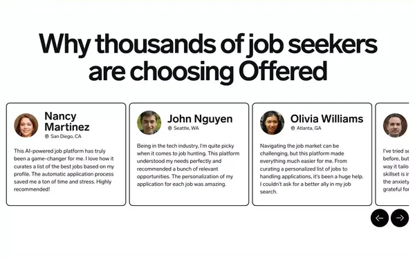 Accept an offer at a great company with ease, or it's free. - Landing design inspiration