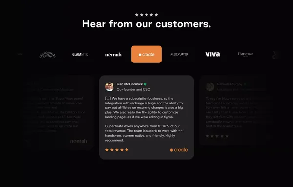 Superfiliate | Scale end to end influencer, affiliate and referral programs - Landing design inspiration