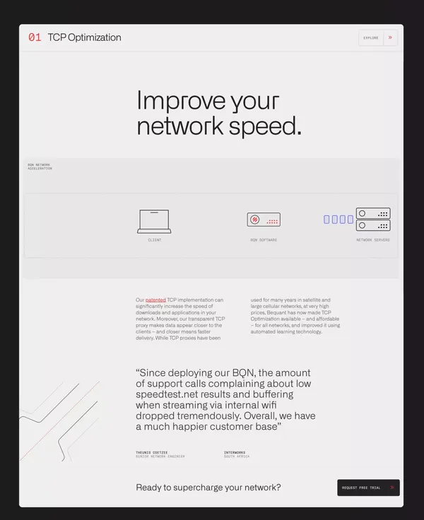 Bequant – Improve Your Network - Landing design inspiration