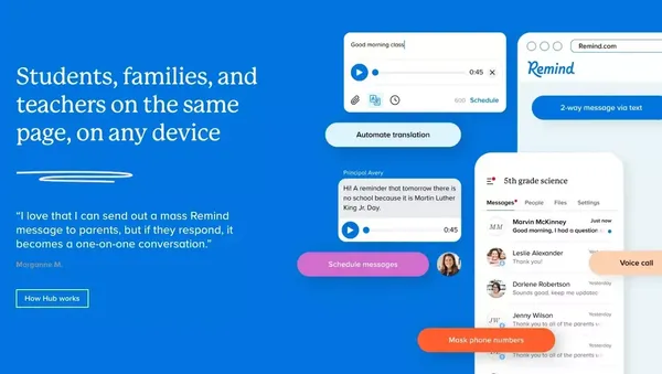 Remind is the best education communication platform. A solution built for educators, administrators, students & parents in mind. - Landing design inspiration