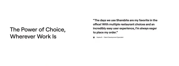 Sharebite | Mission Driven Meals - Landing design inspiration