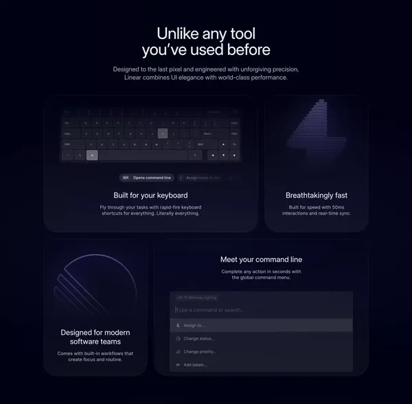 Linear ⋅ A better way to build products - Landing design inspiration
