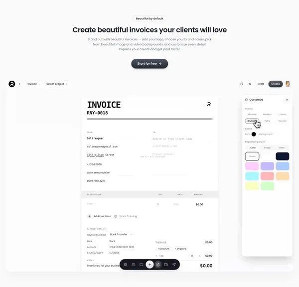 Runey — Invoices, Projects & Clients in One Place - Landing design inspiration