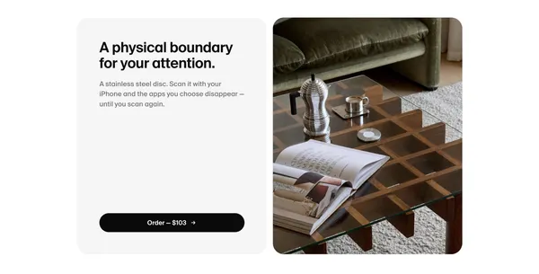Norma — Block distracting apps by scanning a steel disc - Landing design inspiration