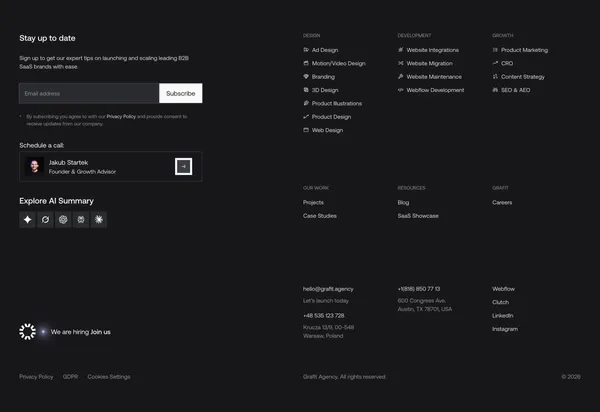 Grafit Agency | Growth-driven design for ambitious tech companies | Webflow Enterprise Partner - Landing design inspiration