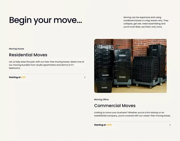 Movejoy | Rent Moving Boxes in Tampa & St. Pete and save money! - Landing design inspiration