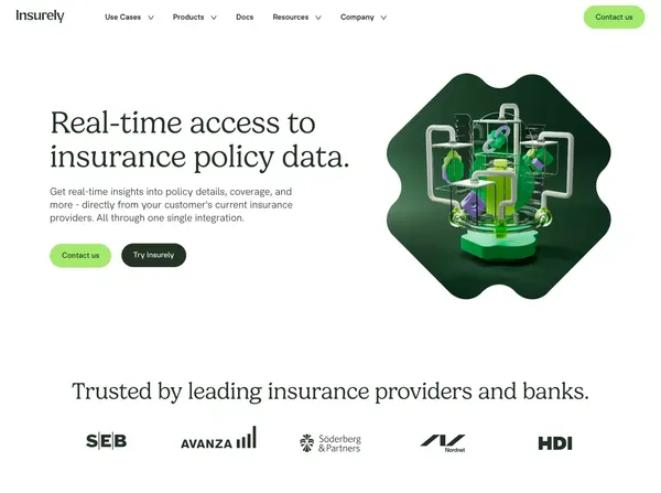 Real-time access to insurance data. | Insurely - Landing design inspiration