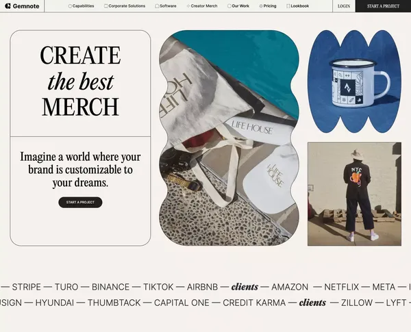 Merch, Swag and Corporate Gifts | Promotional Products - Gemnote - Landing design inspiration