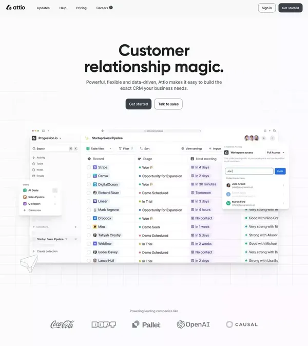 Attio: Customer relationship magic - Landing design inspiration
