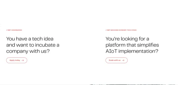 Next Big Thing AG (NBT) is the leading venture studio and technology provider for the Internet of Machines | Next Big Thing AG - Landing design inspiration
