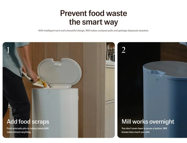 Mill: The odorless, effortless food recycler - Landing design inspiration
