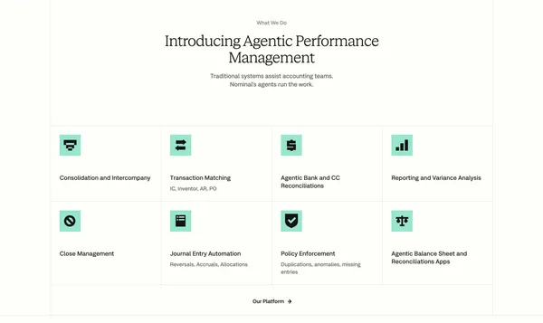 Nominal • Nominal | Agentic AI Platform That Runs Your Accounting - Landing design inspiration