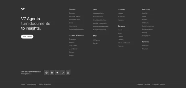 V7 Go | AI Agent Platform for Finance, Legal & Insurance - Landing design inspiration