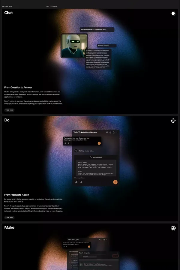Opera Neon | Agentic AI browser | Opera - Landing design inspiration