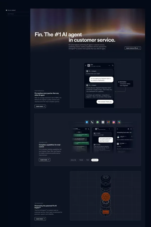 The #1 AI agent and next-gen Helpdesk for customer service - Landing design inspiration