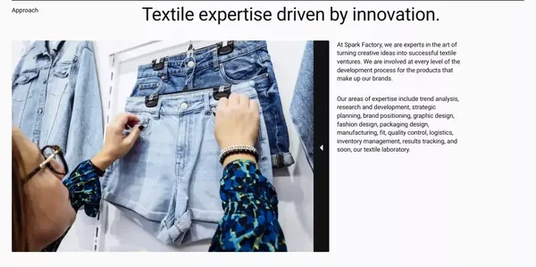 Spark Factory | Leading apparel fashion and decor manufacturer in Quebec | Spark Factory - Landing design inspiration