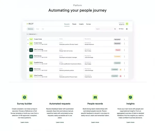 Xref | Most trusted online employment checking platform - Landing design inspiration