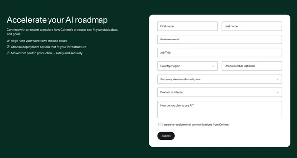 North: The AI Platform Where Work Flows | Cohere - Landing design inspiration