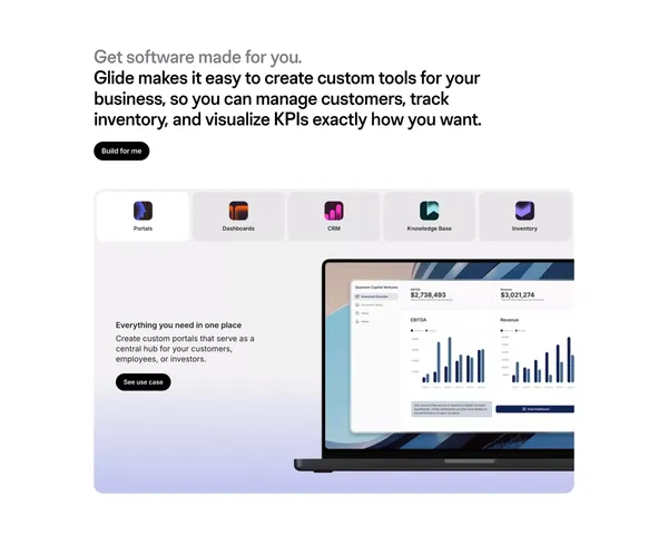 No Code App Builder: Create Custom, AI-Powered Apps | Glide - Landing design inspiration