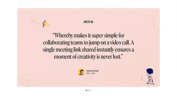 Video Meetings, Video Conferencing and Video Call API  | Whereby - Landing design inspiration