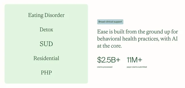 Ease Health | AI-Native CRM, EHR & RCM for Behavioral Health - Landing design inspiration