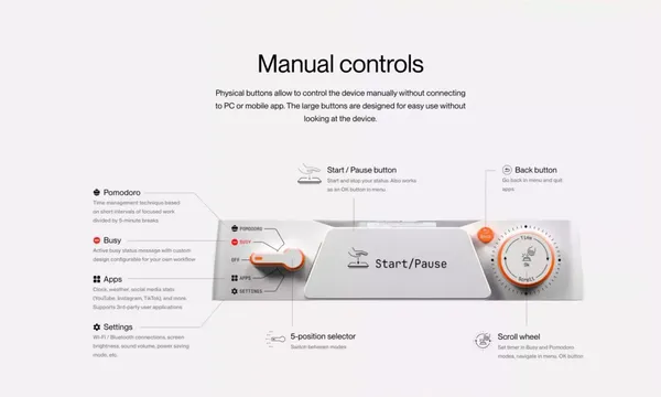 Busy Status Bar — Productivity Multi-tool Device with an LED pixel screen - Landing design inspiration