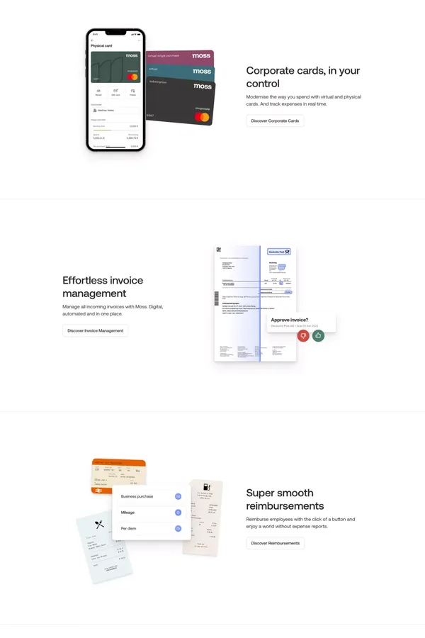 Moss: The all-in-one spend management platform - Landing design inspiration