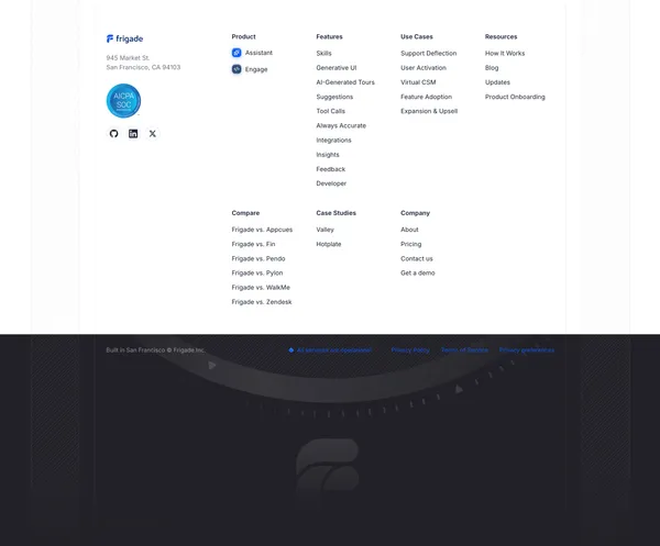 Frigade AI - The future of product adoption - Landing design inspiration