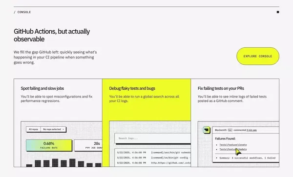 The Fastest Way to Run GitHub Actions | Blacksmith - Landing design inspiration