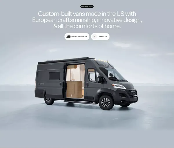 Noovo Camper Vans | the Luxury of Home in a Class B RV - Landing design inspiration