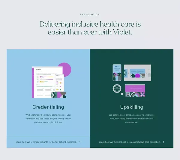 Deliver more inclusive care. | Violet - Landing design inspiration