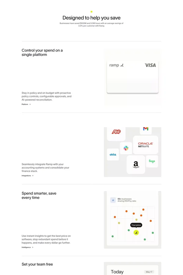 Ramp | Corporate Cards and Finance Automation That Scales - Landing design inspiration