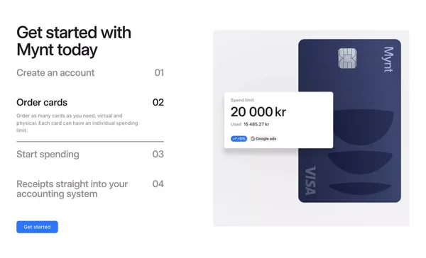 More than just a card | The end-to-end solution for company spending Mynt - Landing design inspiration
