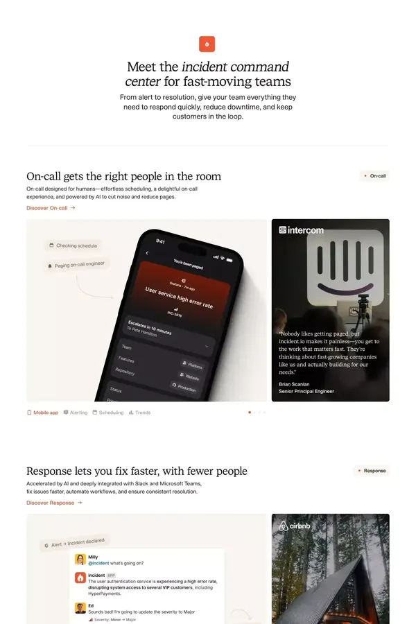 All-in-one incident management platform | incident.io - Landing design inspiration