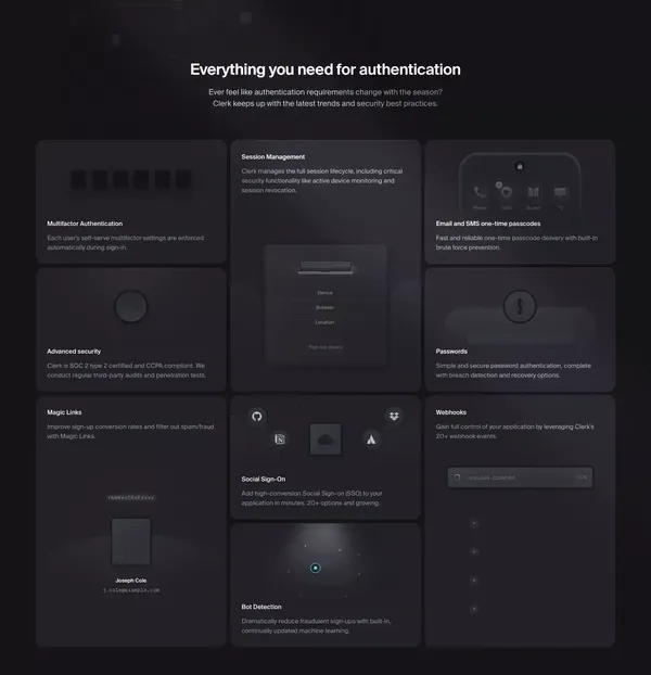 Clerk | Authentication and User Management - Landing design inspiration