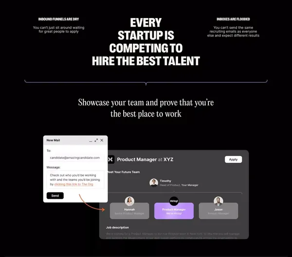 The Org: Talent attracts talent - Landing design inspiration