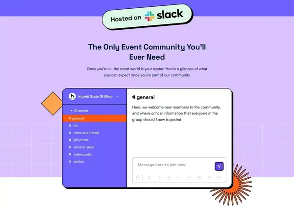 Join Zuddl's Slack Community Created To Help Event Professionals to stay updated - Landing design inspiration