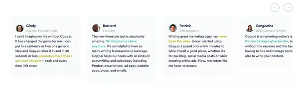 Copy.ai: Write better marketing copy and content with AI - Landing design inspiration