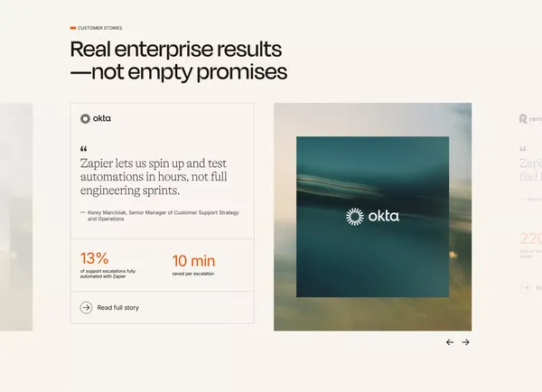 Zapier Enterprise | Scale AI Workflows Fast and Securely - Landing design inspiration