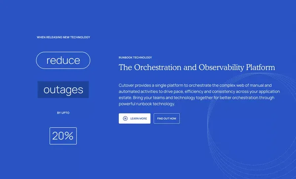 Cutover | Work Orchestration and Observability platform - Landing design inspiration
