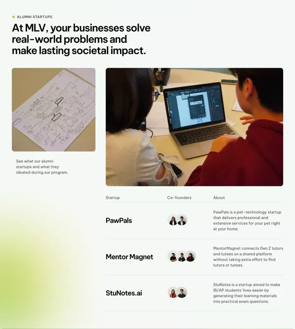 MLV Ignite | High School Entrepreneurship Program - Landing design inspiration
