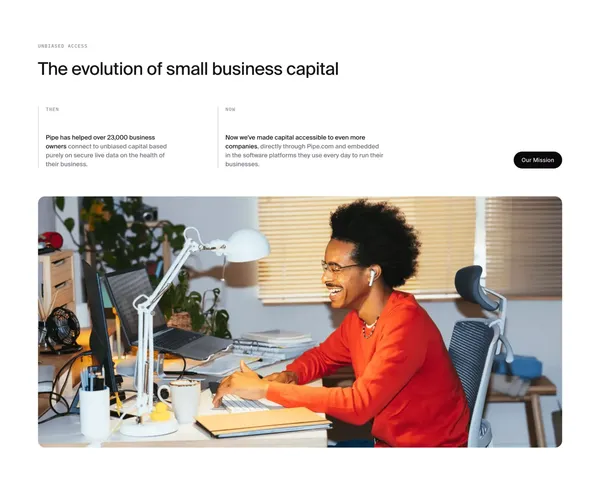 Pipe lets you turn future revenue into up-front capital - Landing design inspiration