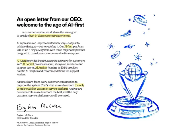 Intercom: The complete AI-first customer service solution - Landing design inspiration