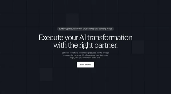 Concourse | AI transformation for finance. - Landing design inspiration
