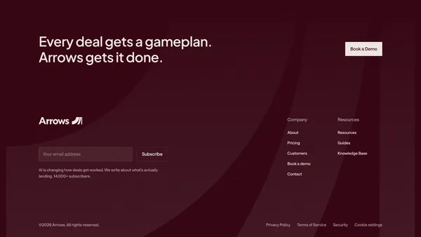 Every deal gets a gameplan. Arrows gets it done. - Landing design inspiration