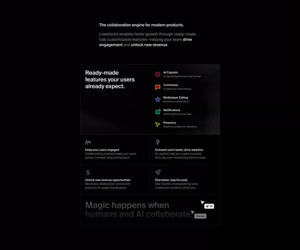 Liveblocks | Unlock collaboration in your product - Landing design inspiration